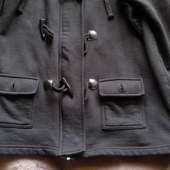 GUESS Black Sweatshirt / Hoodie Zipper Horn Toggle Buttons M - Picture 7 of 9